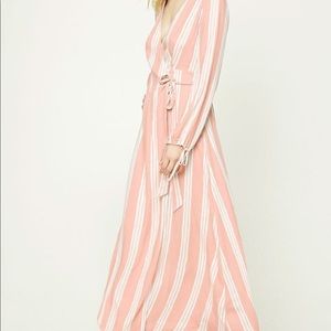 Pink striped maxi wrap dress